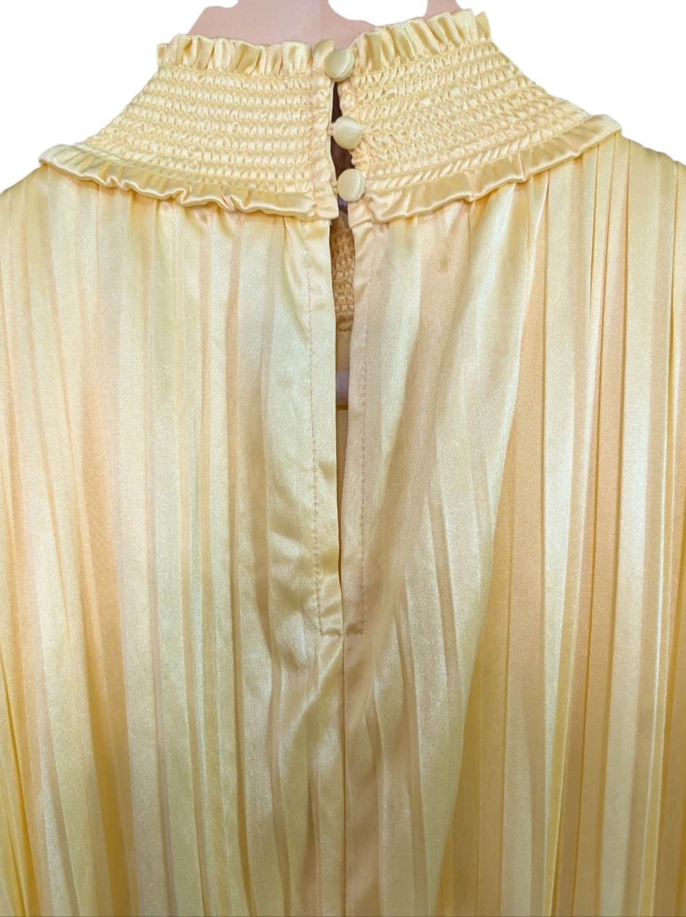 Nanette Lepore Women's Smocked High Neck Pleated Yellow Dress ..Size 2 - Picture 5 of 7